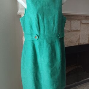 J.Crew Elegant Green Sleeveless Career Dress Office Linen Blen 12p